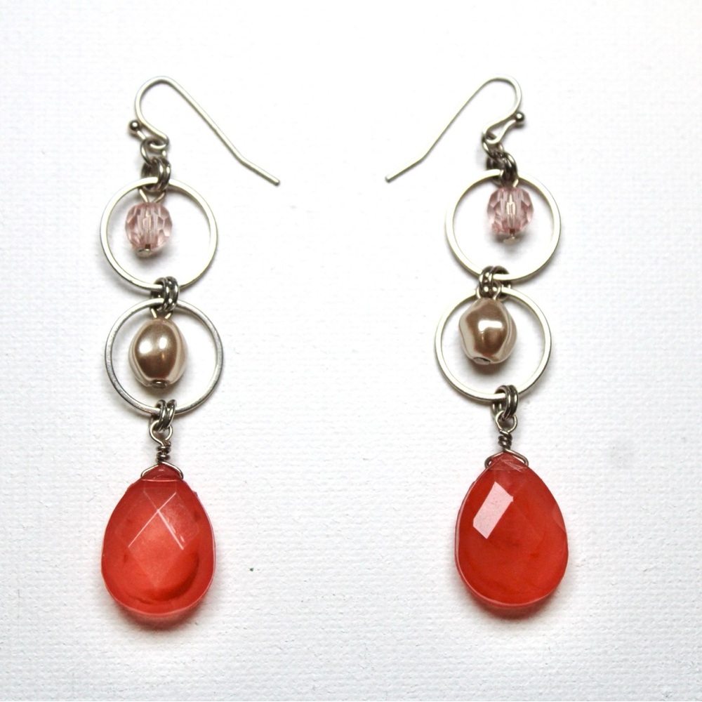 Dangle Drop Earrings Silver Tone